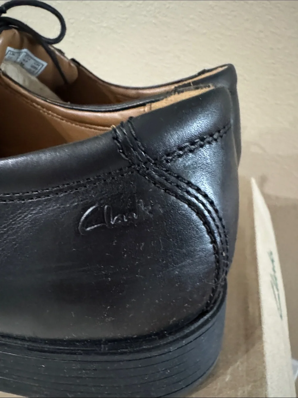 Clarks Black Leather Lace-Up Oxford Dress Shoes